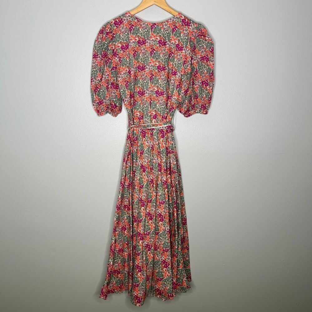 SUE SARTOR Flounce Maxi Floral Puff Sleeve Dress - Picture 2 of 7